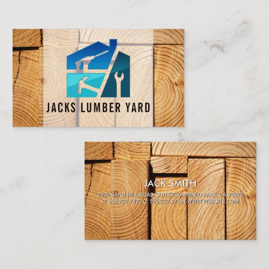 gesneden houten planken | Hardware Tools Logo Visitekaartje (Voorkant / Achterkant)