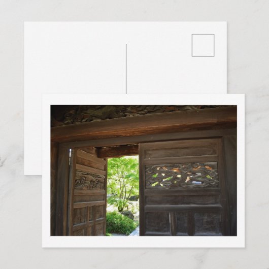 Gesneden, Houten Poorten: Zojoji-tempel, Tokio Briefkaart (Voorkant / Achterkant)