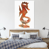 Gesneden houten zeepaardingepakt canvas afdruk (Insitu (Slaapkamer))