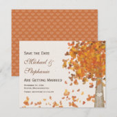 Gesneden Initiaal Boom Herfst Bewaar de Datum Save The Date (Voorkant / Achterkant)