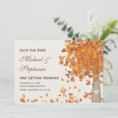 Gesneden Initiaal Boom Herfst Sla de Datum Op Trou Save The Date (Staand voorkant)