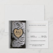 Gesneden Initialen Birch Tree Wedding RSVP Kaarten (Voorkant / Achterkant)