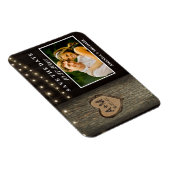 Gesneden Initialen Oude Eiken Boom Bruiloft Bewaar Magneet (Rechterzijde)