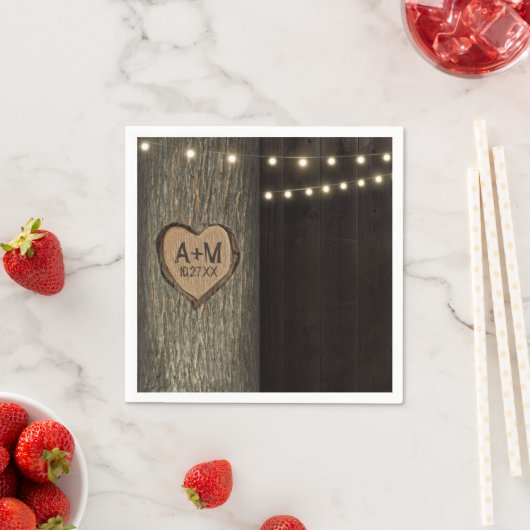 Gesneden Initialen Oude eikenboom bruiloft servett Servetten (Insitu)