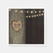 Gesneden Initialen Oude eikenboom bruiloft servett Servetten (Voorkant)