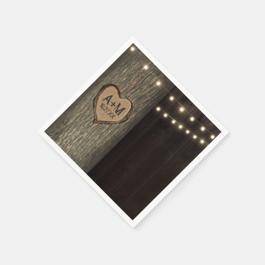 Gesneden Initialen Oude eikenboom bruiloft servett Servetten (Hoek)