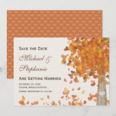 Gesneden initiële boom herfst save the date trouwd (Voorkant / Achterkant)