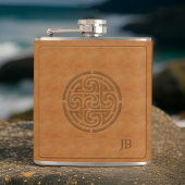 Gesneden Keltische Knoop Faux Leather Wrapped Iers Heupfles