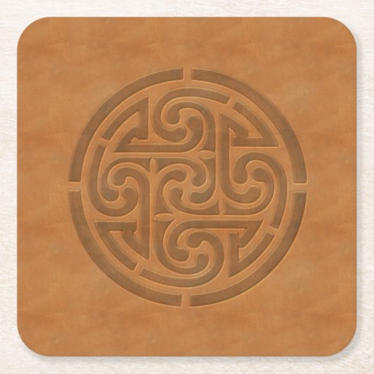 Gesneden Keltische Knoop FauxLeather Tafel Decor B Kartonnen Onderzetters (Voorkant)