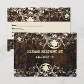 gesneden leder en kant RSVP met enveloppen (Voorkant / Achterkant)