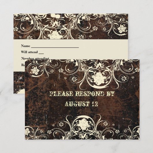 gesneden leder en kant RSVP met enveloppen (Voorkant / Achterkant)