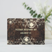 gesneden leder en kant RSVP met enveloppen (Staand voorkant)