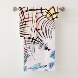 Gesneden lijnen van verschillende kleuren op licht bad handdoek