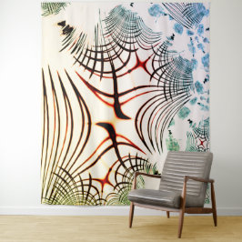 Gesneden lijnen van verschillende kleuren op licht wandkleed