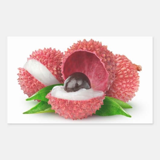 Gesneden lycheevruchten rechthoekige sticker (Voorkant)