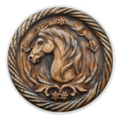 Gesneden mooie paard touw bloemen keramische knop (Voorkant)