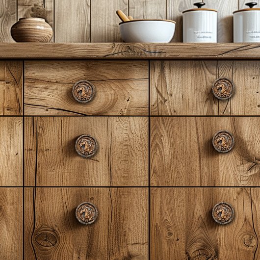 Gesneden mooie paard touw bloemen keramische knop