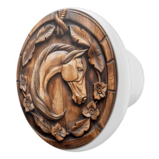 Gesneden mooie paard touw bloemen keramische knop (Rechts)
