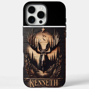 Gesneden Moose houten teken iPhone 16 Pro Max Hoesje