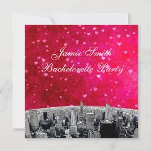 Gesneden NYC-silhouet #2 Roze Rood Hart Bacheloret Kaart