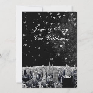 Gesneden NYC-silhouet #2 Zwart Wht Hart Trouwdag Kaart