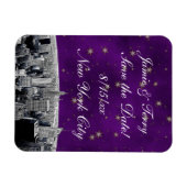 Gesneden NYC Silhouette 2 Paars Goud Ster Save Dat Magneet (Horizontaal)
