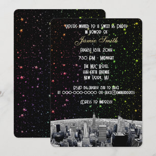 Gesneden NYC Silhouette 2 Regenboog Ster Sweet 16 Kaart