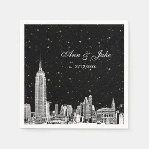 Gesneden NYC Silhouette Sterren DIY BG Bruiloft Servetten
