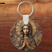 Gesneden Ontwijding Houten Maria Sleutelhanger (Achterkant)