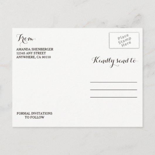 Gesneden Palm Tree Beach Lights Bewaar de datum ka Aankondigingskaart (Achterkant)