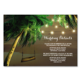 Gesneden Palm Tree Beach Lights Bruiloft invoegen  Kaart