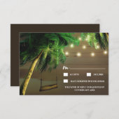 Gesneden Palm Tree Beach Lights Bruiloft RSVP Kaar (Voorkant / Achterkant)