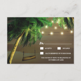 Gesneden Palm Tree Beach Lights Bruiloft RSVP Kaar Kaartje