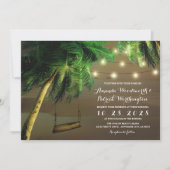 Gesneden Palm Tree Beach Lights Bruiloft uitnodigi Kaart (Voorkant)