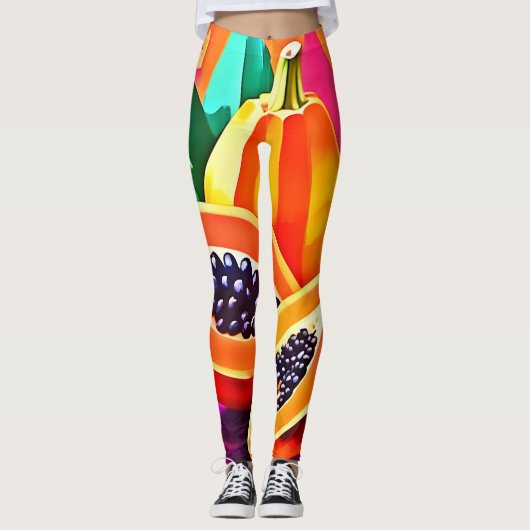 Gesneden Papaja Pop Art Leggings (Voorkant)