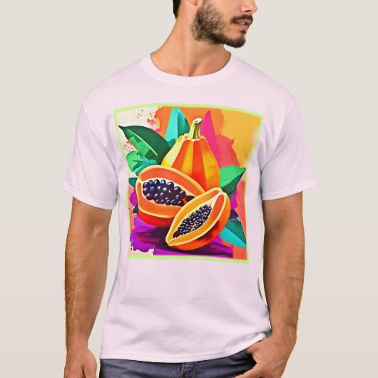 Gesneden Papaja Pop Art T-shirt (Voorkant)