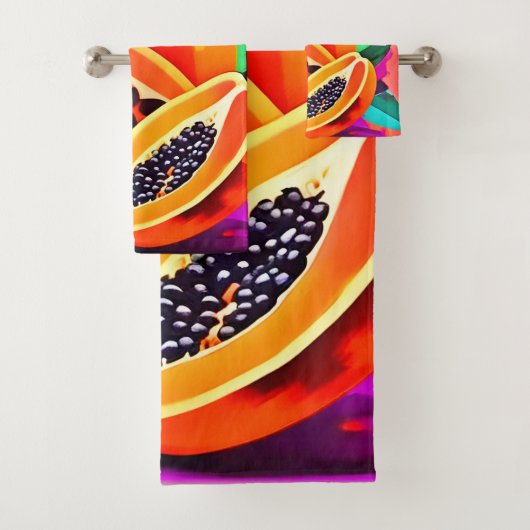 Gesneden Papaya Pop Art Bad Handdoek (Insitu)