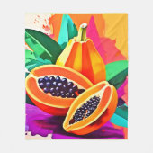 Gesneden Papaya Pop Art Fleece Deken (Voorkant)