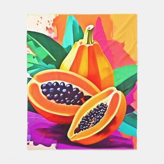 Gesneden Papaya Pop Art Fleece Deken (Voorkant)