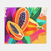 Gesneden Papaya Pop Art Fleece Deken (Voorkant (Horizontaal))