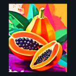 Gesneden Papaya Pop Art Poster<br><div class="desc">Levendige pop art illustratie van een gesneden papaya met tropische bladeren,  ideaal voor zomerthema stijl (This Design Made With AI). Bestel vandaag nog en omarm de vreugde van winkelen!</div>