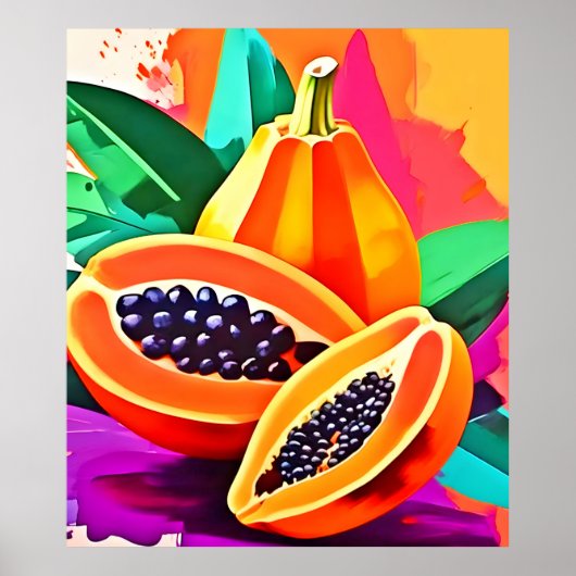 Gesneden Papaya Pop Art Poster (Voorkant)