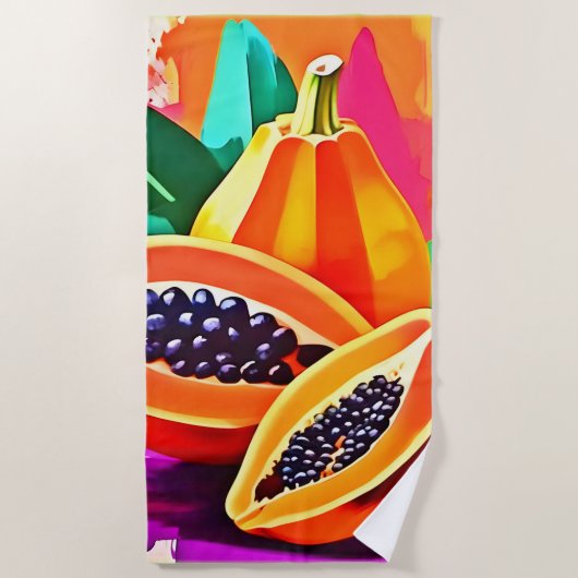 Gesneden Papaya Pop Art Strandlaken (Voorkant)