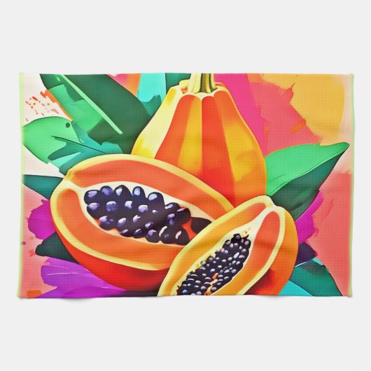 Gesneden Papaya Pop Art Theedoek (Horizontaal)