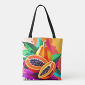 Gesneden Papaya Pop Art Tote Bag (Achterkant)