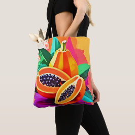 Gesneden Papaya Pop Art Tote Bag
