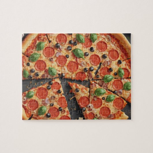 gesneden pizza legpuzzel (Horizontaal)