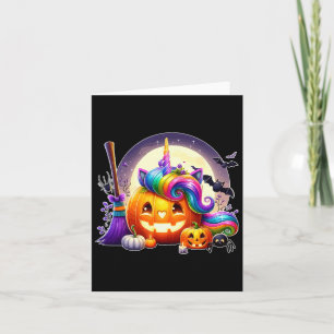 Gesneden pompoen als eenhoorn gezicht Halloween ma Kaart