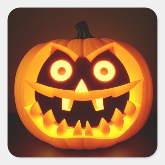 Gesneden Pompoen Jack O Lantern Halloween Vierkante Sticker (Voorkant)