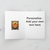 Gesneden pompoen met decoratieve rand feestdagen kaart (Binnen)